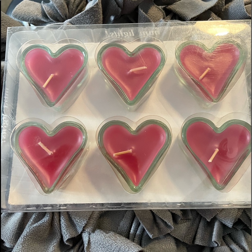 Red Heart Shaped Tea Light Candles